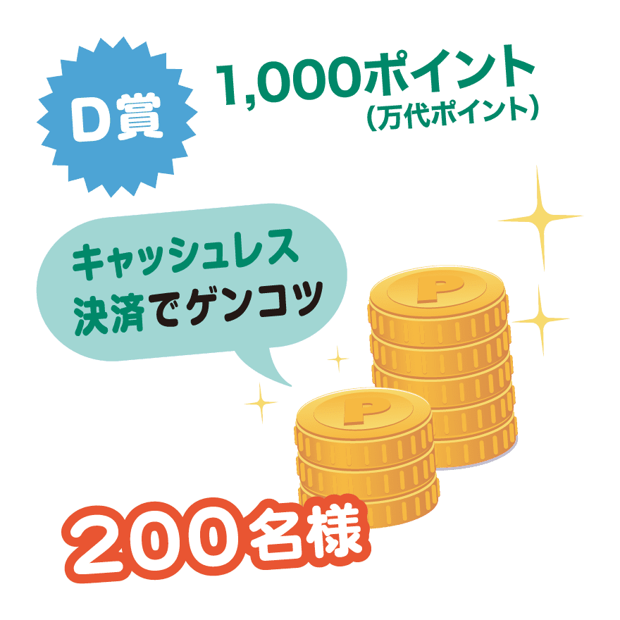 【D賞】1,000ポイント(万代ポイント)「キャッシュレス決済でゲンコツ!」[200名様]